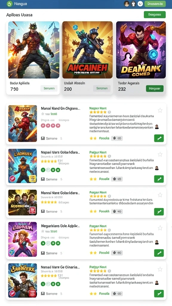 Tampilan menu utama MEGAPETIR yang menarik dan intuitif.