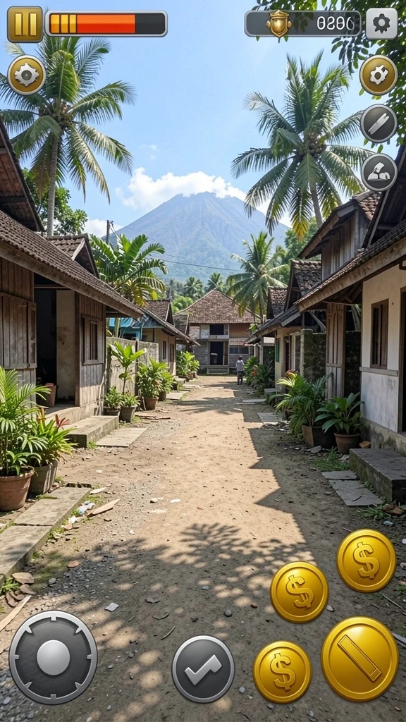 Gambaran dunia game yang penuh warna dan detail.